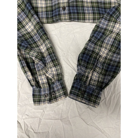 L.L. Bean Men's XL Tall Plaid Flannel Shirt Green Blue Cotton Button Front - Picture 8 of 8